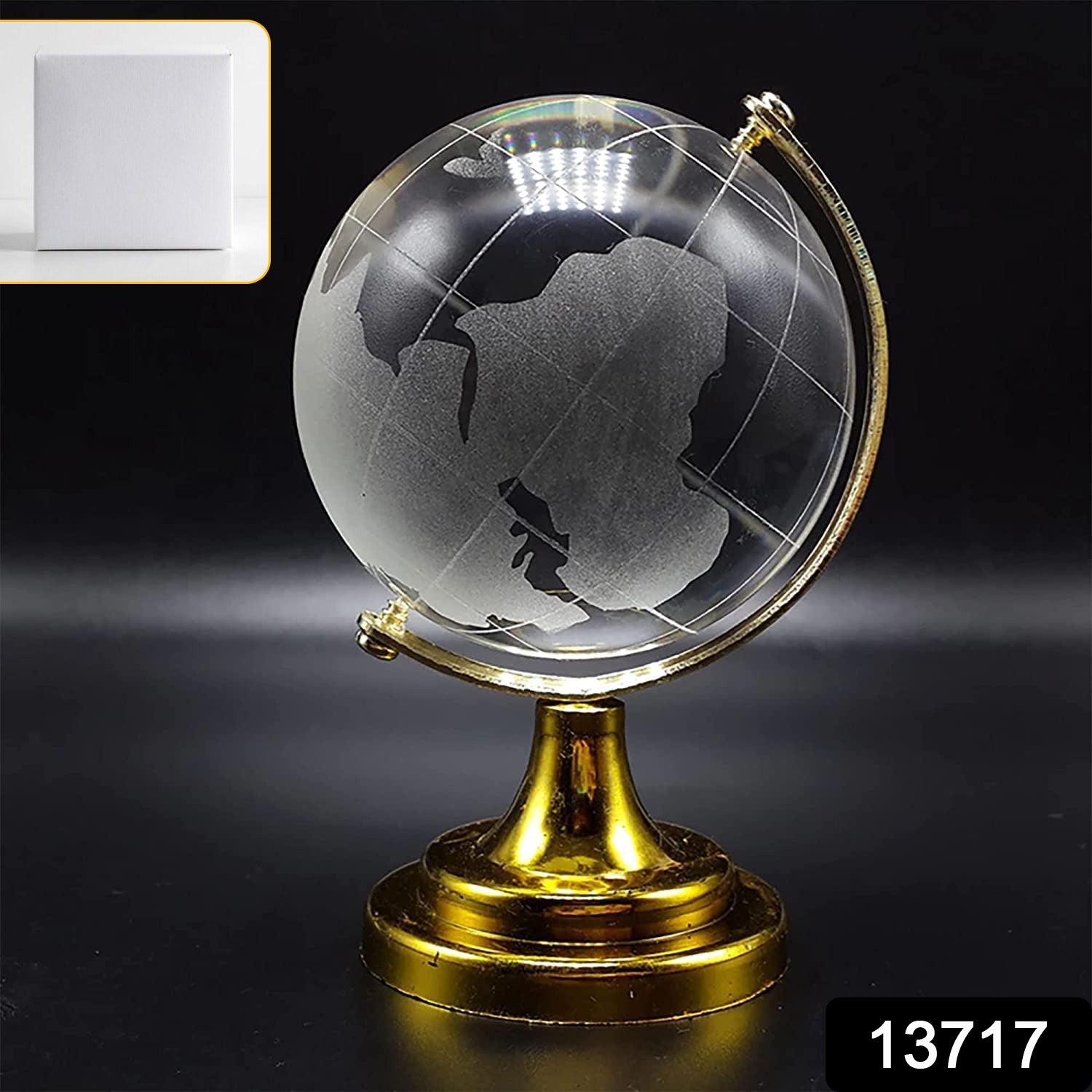 Crystal Globe  World Map 50 Mm With Golden Stand (1 Pc) Crystal Globe  World Map 50 Mm With Golden Stand (1 Pc)